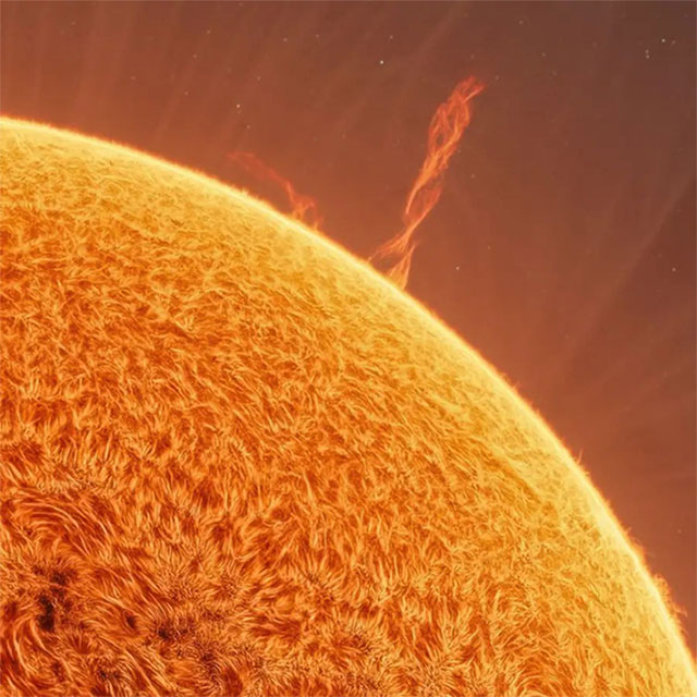 Cận cảnh bề mặt của Mặt trời với các tia plasma và lốc plasma.