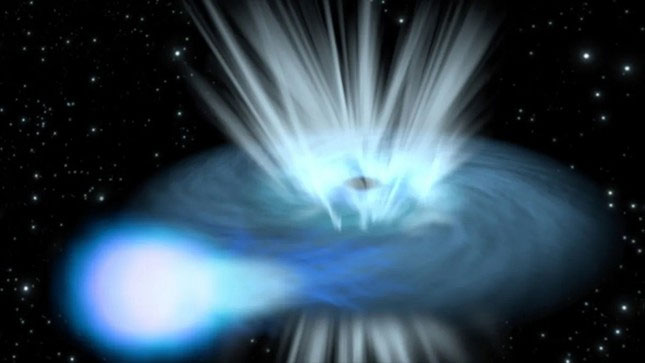  Minh họa về một hố đen phá hủy một ngôi sao gần đó. 