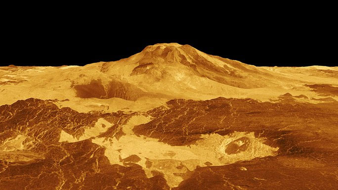 Phối cảnh 3D của khu vực Maat Mons trên sao Kim