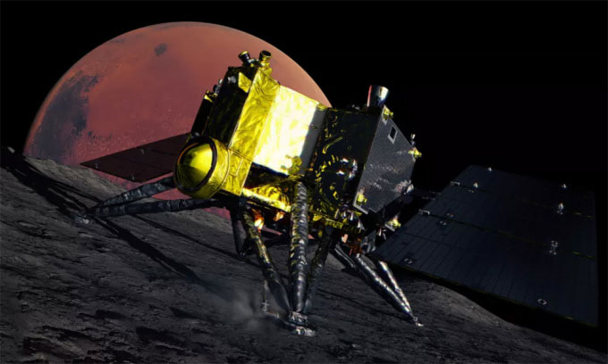 Mô phỏng tàu MMX của Nhật Bản đáp xuống Phobos, mặt trăng lớn nhất của sao Hỏa.