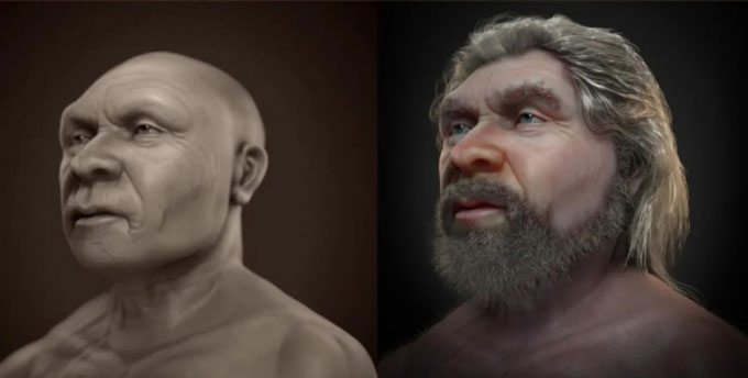  Gương mặt phục dựng của một người đàn ông Neanderthal. 