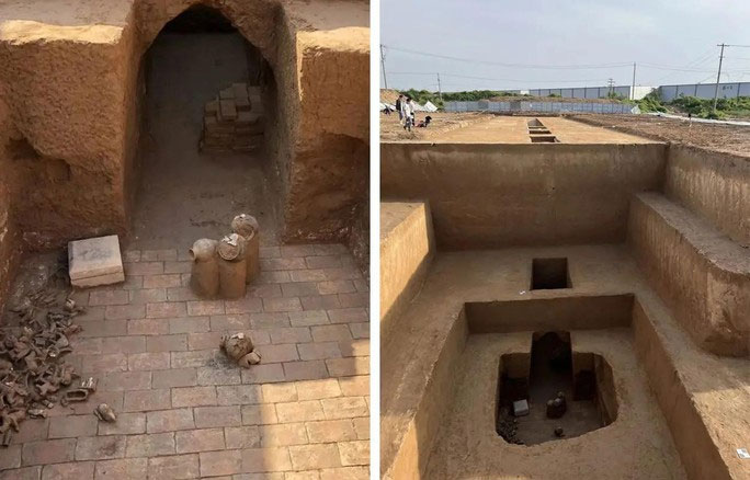 Các cấu trúc lăng mộ Hiếu Mẫn Đế vừa được khai quật