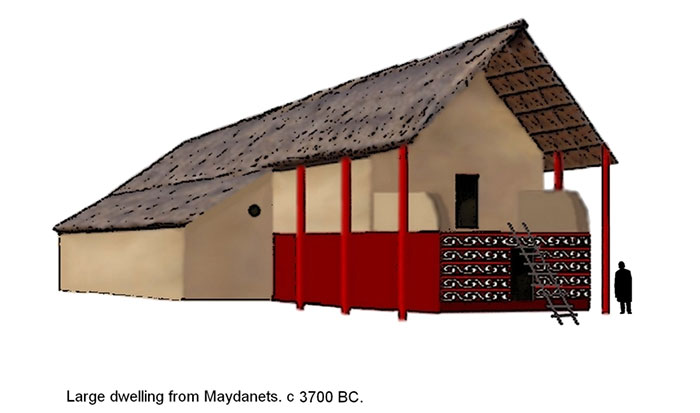 Cấu trúc tiêu biểu của một ngôi nhà được xây dựng bởi cộng đồng Cucuteni-Trypillia