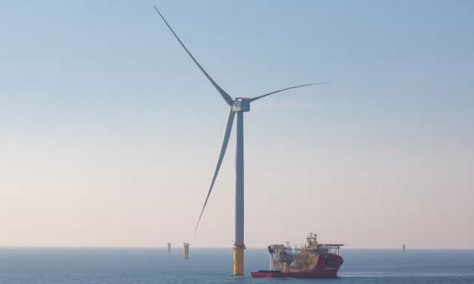 Một turbine gió ở trang trại Dogger Bank tại Biển Bắc.