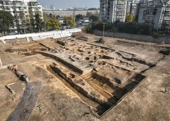Hiện trường khai quật khu di tích Thành cổ Trường Can ở thành phố Nam Kinh, Trung Quốc.