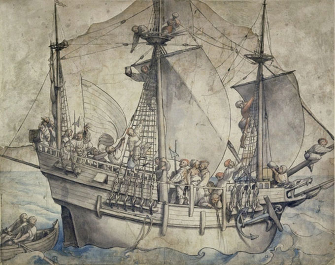  Hình ảnh con tàu được vẽ lại trong sử sách. 