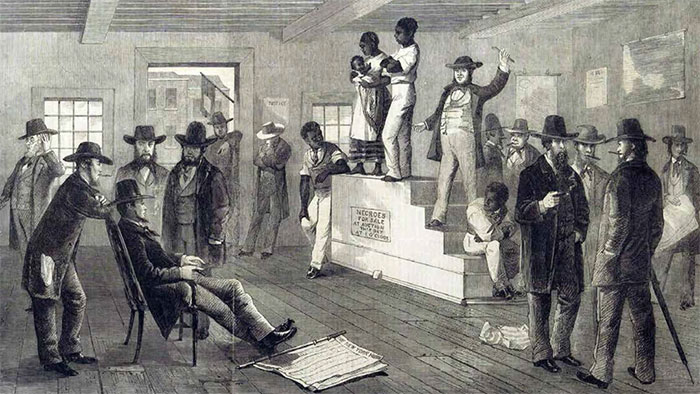 Bức tranh này mô tả cảnh đấu giá một nô lệ ở Virginia, Mỹ. 