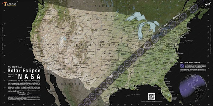 Bản đồ đường đi của bóng đổ Mặt trăng đi qua nước Mỹ