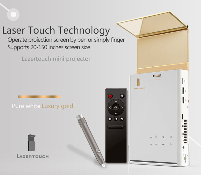 Lazertouch Mini Projector cũng hỗ trợ Wi-Fi và Bluetooth. 