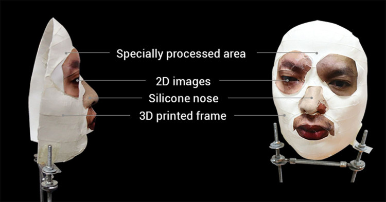 Cấu trúc mặt nạ Bkav dùng để đánh lừa Face ID iPhone X.