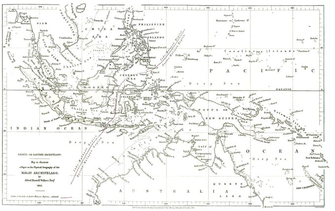 Bản đồ Quần đảo Mã Lai do Alfred Russel Wallace vẽ vào năm 1863