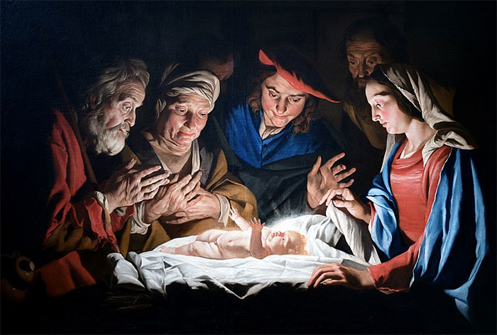 Các mục đồng chiêm bái Jesus - Tranh của họa sĩ người Hà Lan Matthias Stomer.
