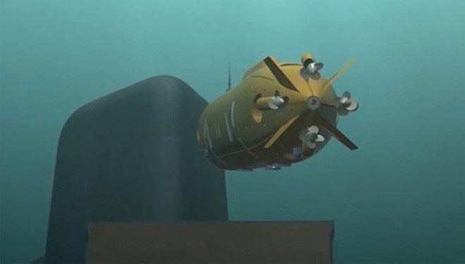 Hình ảnh mô tả Poseidon được phóng đi từ tàu Belgorod.