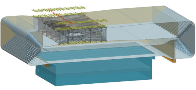  Bản vẽ kiến trúc của phòng thí nghiệm nước sâu sóng - gió quy mô lớn. 