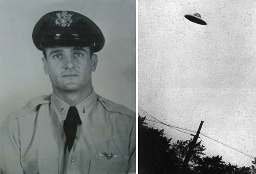 Trung úy Felix Moncla và hình ảnh được cho là của UFO.
